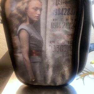 Black pencil bag or make up brush bag, super cute lady and waiting